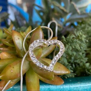 Open Heart Silver Clear Crystals Swarovski Crystals Necklace